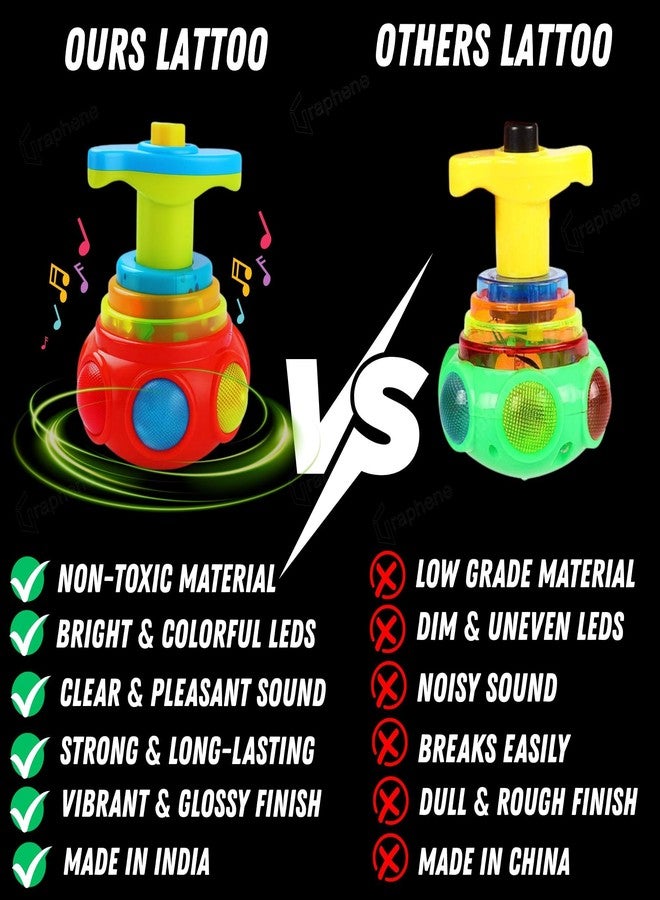 GRAPHENE Spinner Top Gyro Magic Lattoo Toy Flashing Plastic Magic Spinner with LED Lights Music Attractive Fidget Toy Non-Toxic Safe Spinning Top Laser Toys for Kids Multicolor (Pack of 1) - Image 5